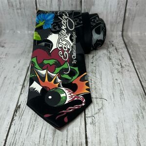 Vintage Ed Hardy by Christian Audigier Tie Mens 60 x3.5 Eyeball Floral Neck Tie